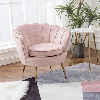 Розови столове за всекидневна, Кадифе стол за трапезария Луксозен дизайн, Мебели за хола Nordic Salon Sillones MQ50KT