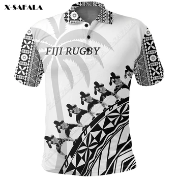 Емблемата на Fiji Rugby Cibi Dance, Полинезия, Американските риза с къси ръкави с 3D принтом, Мъжки Тънък яка, Градинска дрехи с къс ръкав, Спортни топ