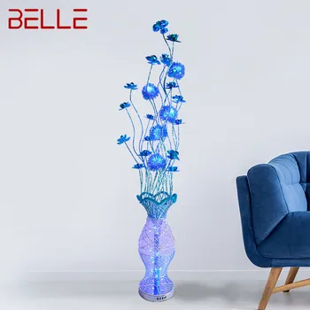 Под лампа BELLE Nordic Blue Съвременно изкуство Дневна Спалня Алуминиева Тел LED Романтична Селска цветя и Декоративна лампа