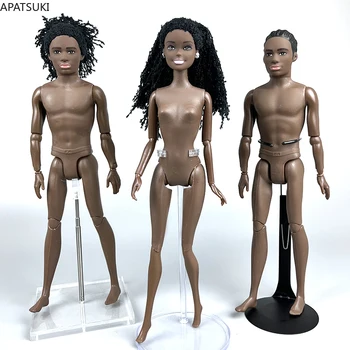 Кукли BJD 1: 6, шоколадово тяло голи кукли с подвижни стави, черна коса, главата за 1/6 Женски мъжки куклена къща, аксесоари за детски играчки
