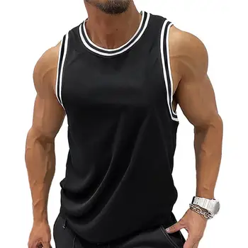 Мъжка жилетка в контрастен цвят, оборудвана мъжки спортен жилетка без ръкави в контрастен цвят, Бързосъхнеща тренировочная майк за фитнес зала