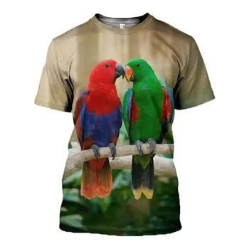 2023 Гореща Разпродажба, тениски с 3D Принтом под формата на Папагал, Мъжки Дамски Летни Модни Готина Градинска Ежедневни Риза В Стил Харадзюку С Къс Ръкав