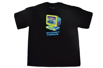 Неф Youth Boys Интернет-известен Забавна черна тениска с котка, нова тениска с дълъг ръкав M