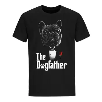 The Dogfather Куче Татко Любители на Кучета Подарък Тениска В Деня на Бащите От 100% Памук Кръгло деколте, Лятна Ежедневната Мъжка Тениска С къс ръкав, Размер S-3XL