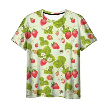 С малка фигура от плодове и зеленчуци, 3D-печат, лятна мъжки дамски модни и ежедневни тениска с кръгло деколте и къси ръкави