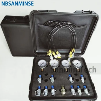 NBSANMINSE SMT13 Четири Манометър 63 мм 10/25/40/60 Ипп Пробен Свързващ Маркуч Комплект За Хидравлични тестове Инженерни Инструменти