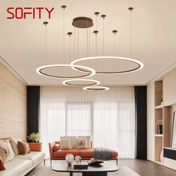 Модерен окачен лампа SOFITY в скандинавски стил, творчески дизайн, led реколта пръстен осветителни тела за дома, хол, спалня, декоративна лампа