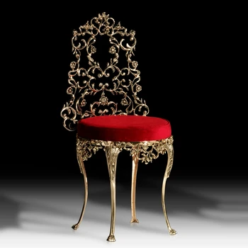 Европейският Червен кралския Луксозен месинг маса за хранене, стол, Мед, мебелен подлакътник, стол за почивка