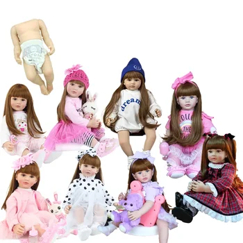 55 см Реалистична Кукла-Реборн за момичета Набор от играчки Реалистичен Водоустойчив Корпус от силикон 22 инча Дълга Коса Коледни подаръци за деца