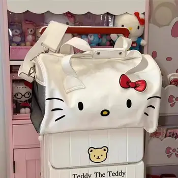 Sanrio Hello Kitty Пътни чанти Мультяшные Сладки Екип чанта Hello Kitty Неща Чанта през рамо Чанта през Рамо Чанта с Голям капацитет