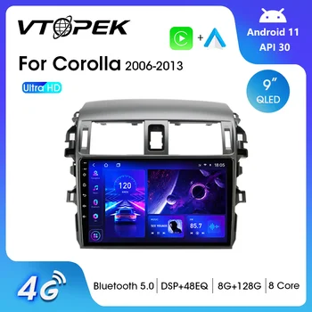Vtopek 2Din За Toyota Corolla E140/E150 2006-2013 4G Android 11 Стерео Радио Авто Мултимедиен Плейър GPS Навигация Carplay