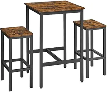 Набор от продуктова маси и столове, квадратен бар маса с 2 барными столове, запазване на място за закуска, в кухнята, в хола, на парти