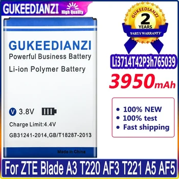 Батерия GUKEEDIANZI 3950mAh Li3714T42P3h765039 За Батериите ZTE Blade A3 T220 AF3 T221 A5 AF5