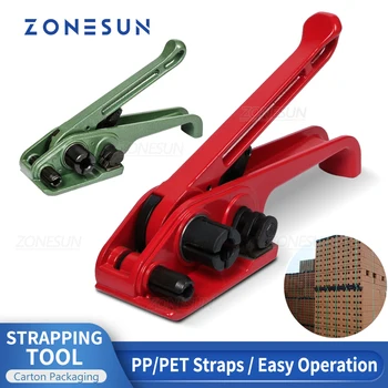 Инструменти за ръчно лента от полиестерна лента ZONESUN, устройството за обтягане ръчно лента за 19-мм-полипропилен/PET-колан