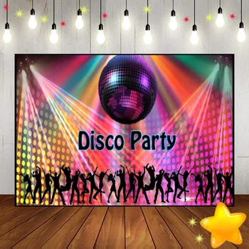 Танцьори Disco Fever Партито Let ' s Glow Craz Оформяне на фонови снимки На поръчка Фон за снимки на рождения Ден на Банер