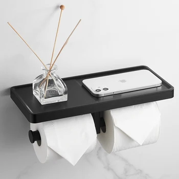Тоалетна хартия без удар Wyj, Черна поставка за тоалетна хартия, Кутия за тоалетни кърпички
