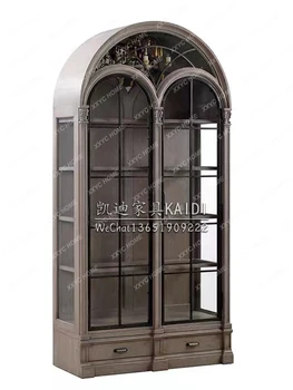 Винен шкаф в стил Ренесанс в американски стил, шкафове от масивно дърво клас лукс със стъклен като